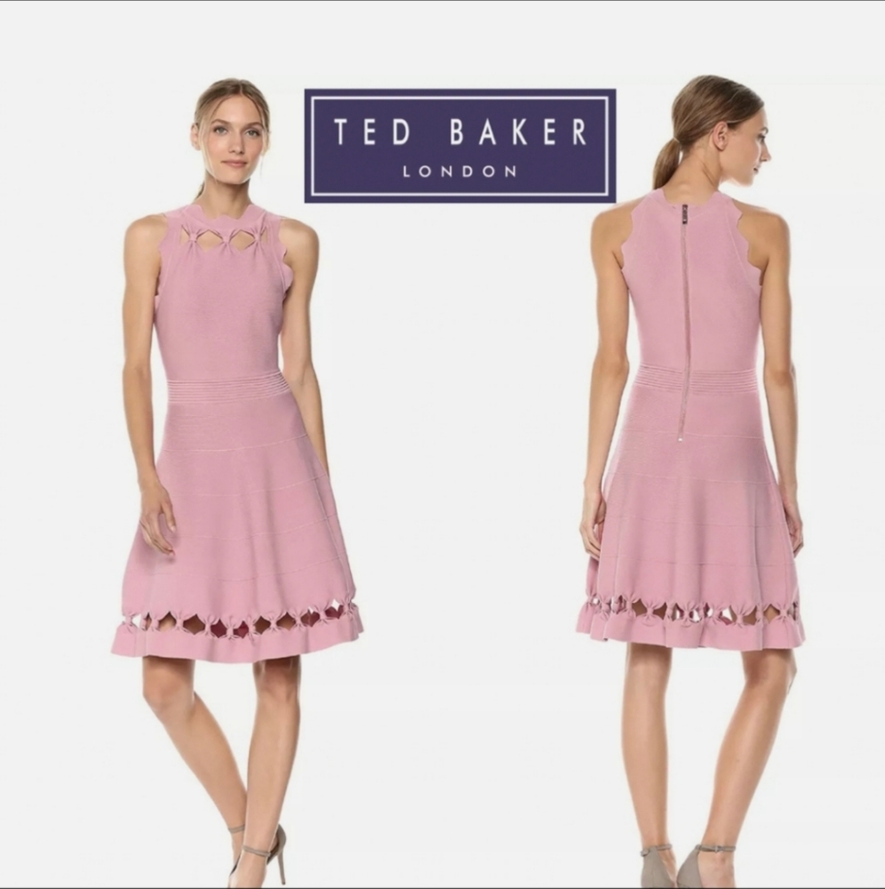 Ted Baker Pink Cherina Cut Out Skater Dress